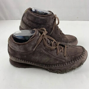 Skechers Womens 9.5 Bikers Totem Pole Relax Fit Memory Foam Suede Brown Shoes